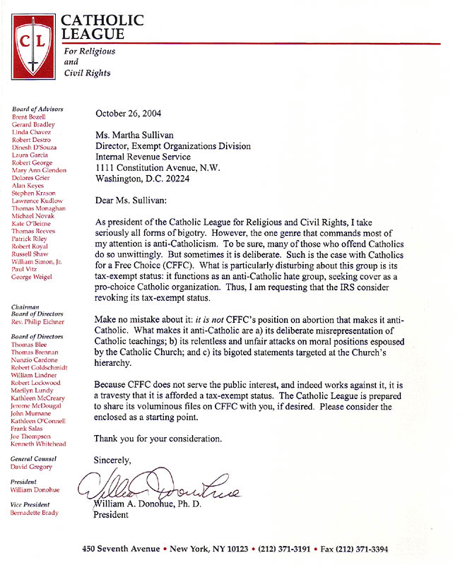 Letter Catholic League